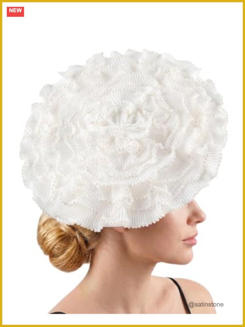 Floral Fascinator Headband with Pearl Mesh for Weddings & Church